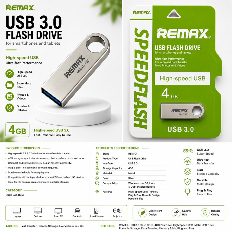REMAX USB 3.0 Flash Drive 4GB