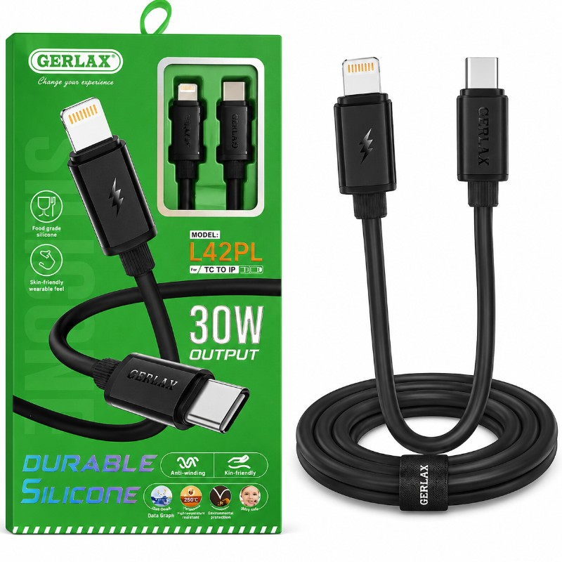 GERLAX L42PL charging cable with USB-C to Lightning connectors